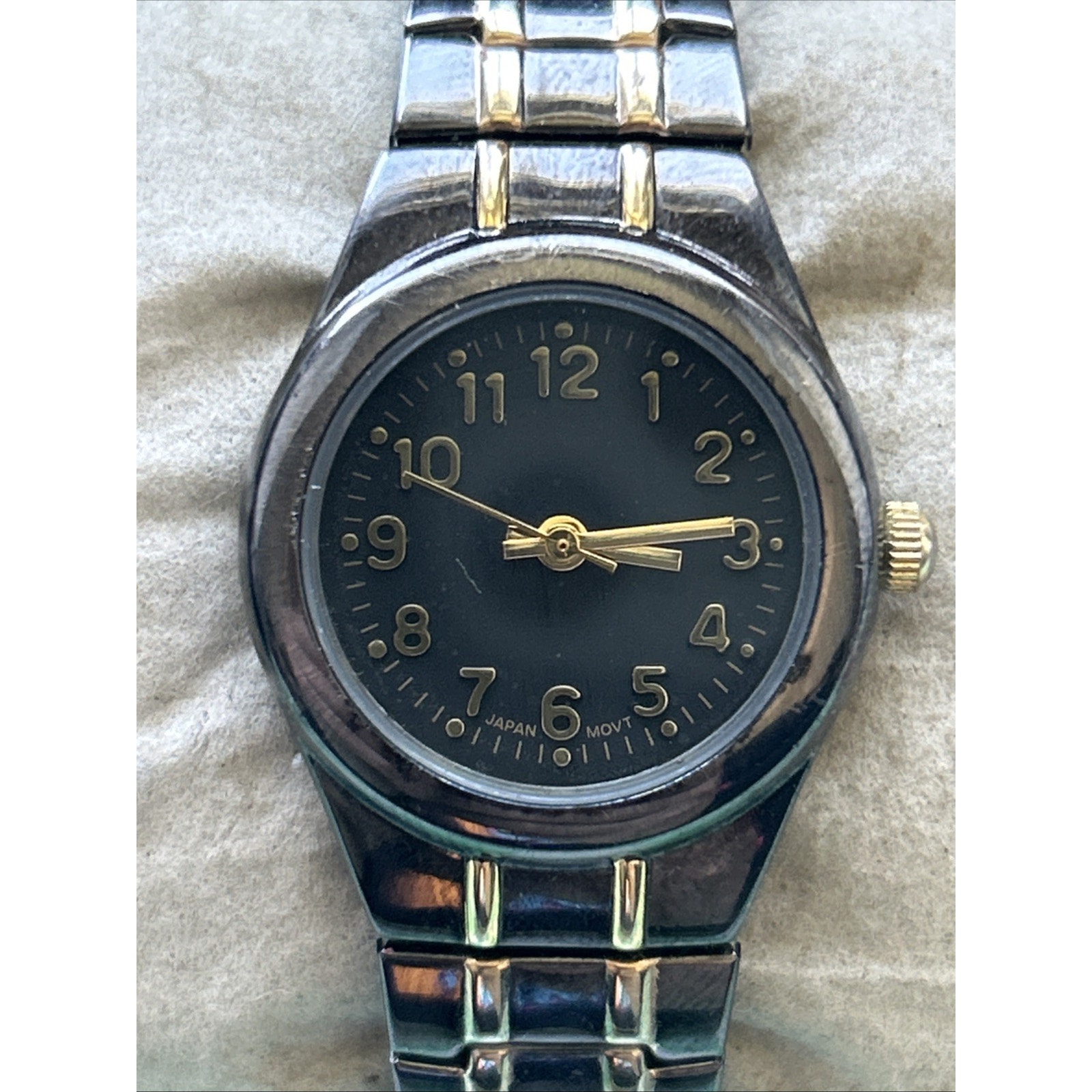 Dark Gray And Gold Tone Women’s Stretch Band Quartz Watch